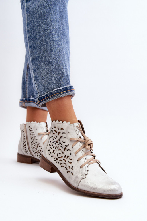 Zazoo 2871 Bottes ajourées Féminin avec des lacets couleur argent