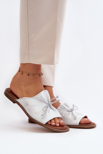 Zazoo 2659 Pantoufles en cuir Féminin couleur argent