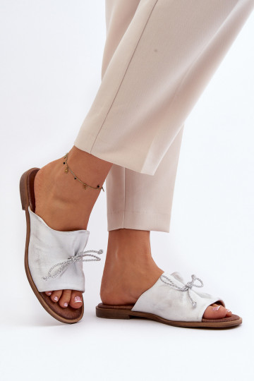 Zazoo 2659 Sandales en cuir pour femmes couleur argent 2