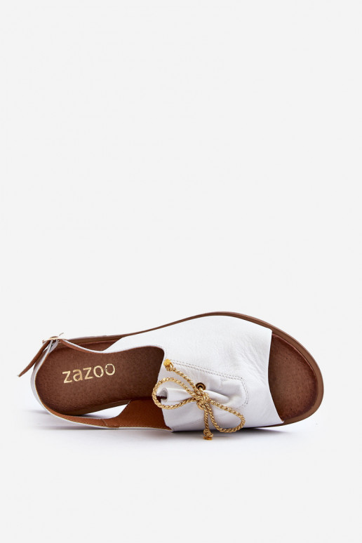Zazoo 2898 Peau Sandales plates couleur blanche