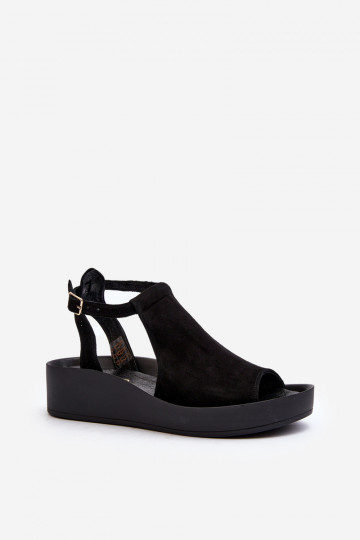 Zazoo 2914 Sandales femme en daim couleur noire