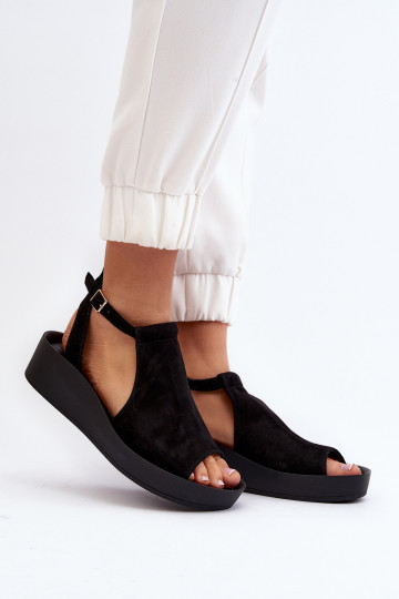 Zazoo 2914 Sandales femme en daim couleur noire 2