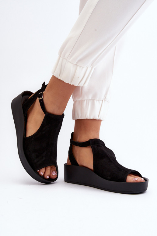 Zazoo 2914 Sandales femme en daim couleur noire Zazoo 2914 Sandales femme en daim couleur noire