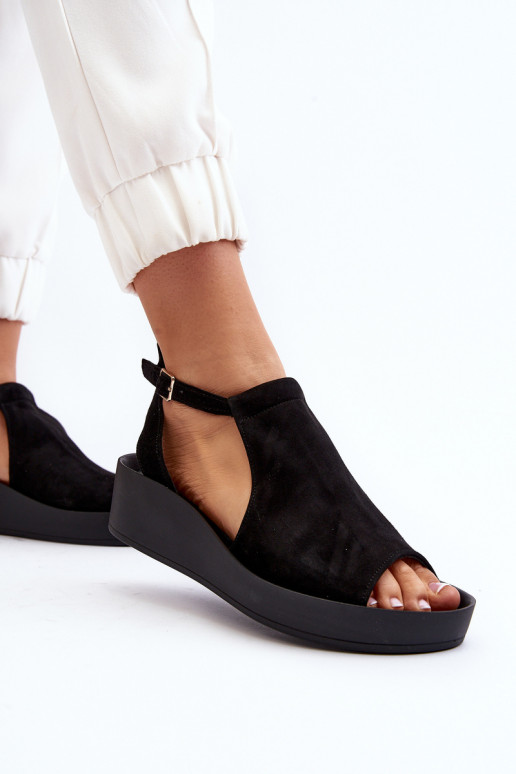 Zazoo 2914 Sandales femme en daim couleur noire Zazoo 2914 Sandales femme en daim couleur noire