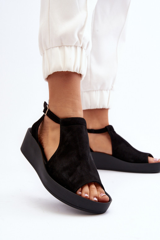 Zazoo 2914 Sandales femme en daim couleur noire Zazoo 2914 Sandales femme en daim couleur noire