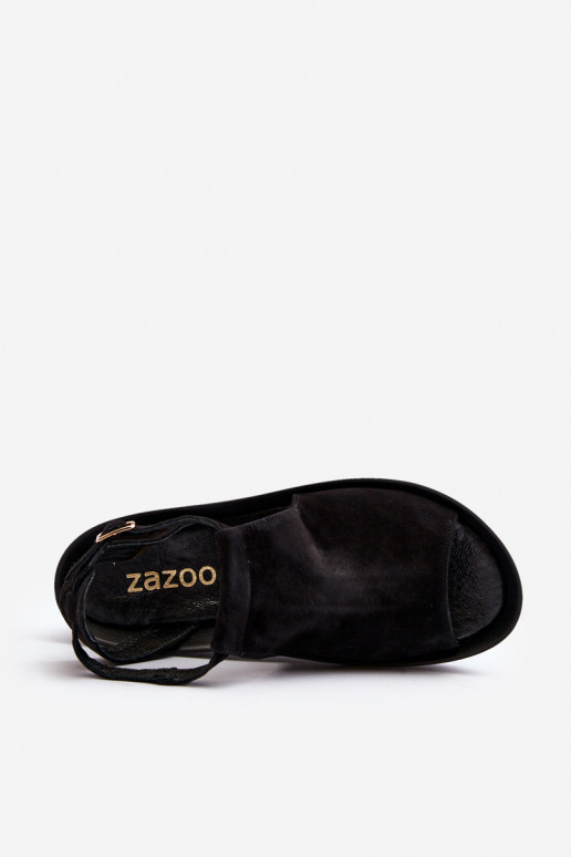Zazoo 2914 Sandales femme en daim couleur noire Zazoo 2914 Sandales femme en daim couleur noire