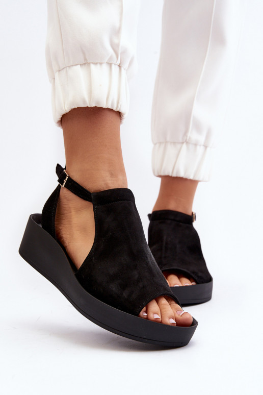 Zazoo 2914 Sandales femme en daim couleur noire Zazoo 2914 Sandales femme en daim couleur noire