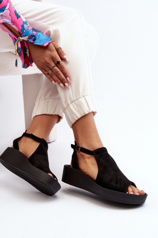 Zazoo 2914 Sandales femme en daim couleur noire Zazoo 2914 Sandales femme en daim couleur noire