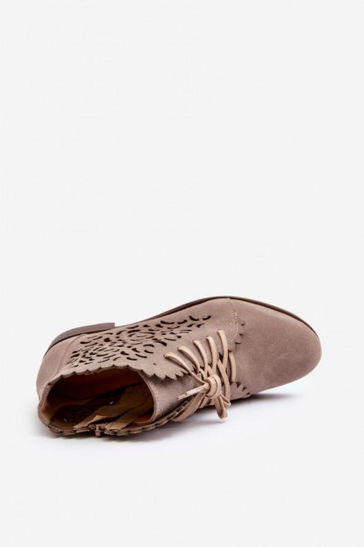 Zazoo 2871 Bottes ajourées Féminin avec des lacets beige