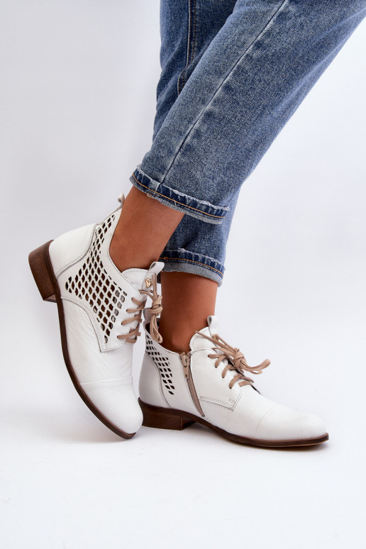 Zazoo 2878 Faible Bottes ajourées Peau Féminin couleur blanche