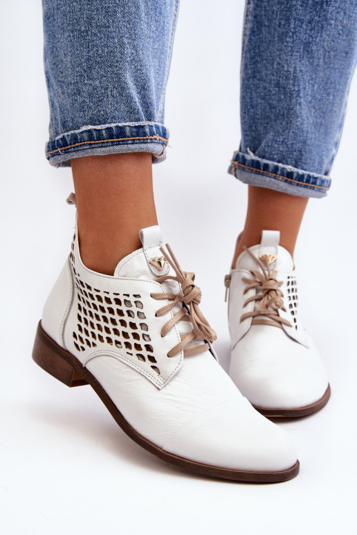 Zazoo 2878 Faible Bottes ajourées Peau Féminin couleur blanche