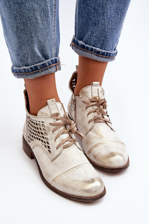 Zazoo 2878 Faible Bottes ajourées Peau Féminin couleur argent