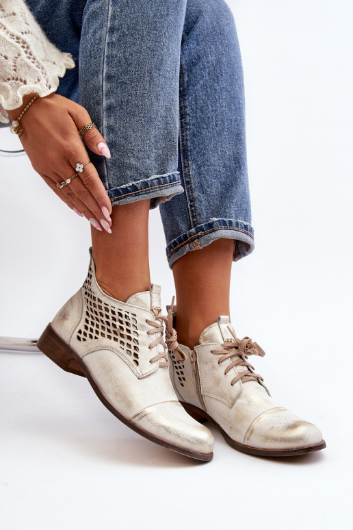 Zazoo 2878 Faible Bottes ajourées Peau Féminin couleur argent