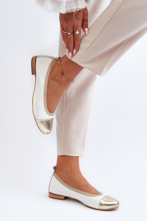 Zazoo 2890 Ballerines Blanc-couleur dorée