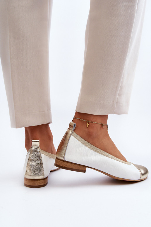 Zazoo 2890 Ballerines Blanc-couleur dorée