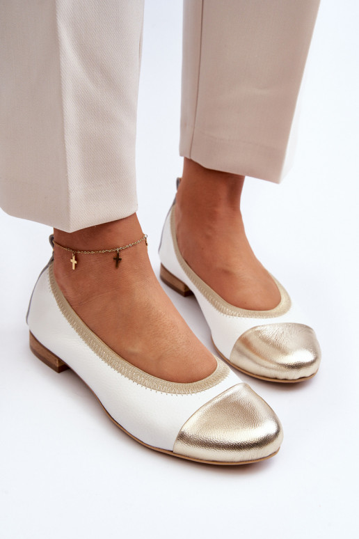 Zazoo 2890 Ballerines Blanc-couleur dorée