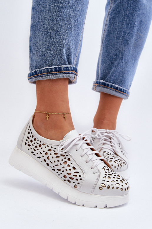 Zazoo 2821 Peau chaussures Féminin avec des éléments ajourés couleur grise