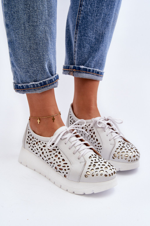 Zazoo 2821 Peau chaussures Féminin avec des éléments ajourés couleur grise