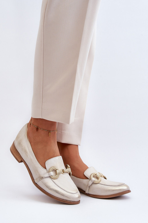 Zazoo 2880 Féminin Mocassins Peau avec des ornements couleur dorée