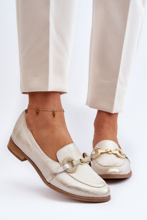 Zazoo 2880 Féminin Mocassins Peau avec des ornements couleur dorée