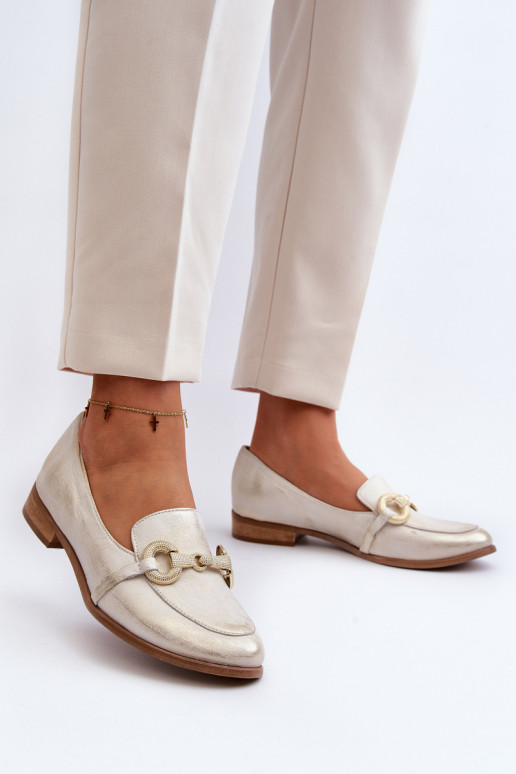 Zazoo 2880 Féminin Mocassins Peau avec des ornements couleur dorée