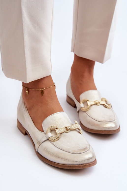 Zazoo 2880 Féminin Mocassins Peau avec des ornements couleur dorée