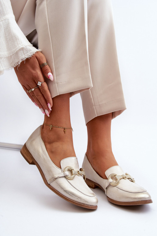 Zazoo 2880 Féminin Mocassins Peau avec des ornements couleur dorée