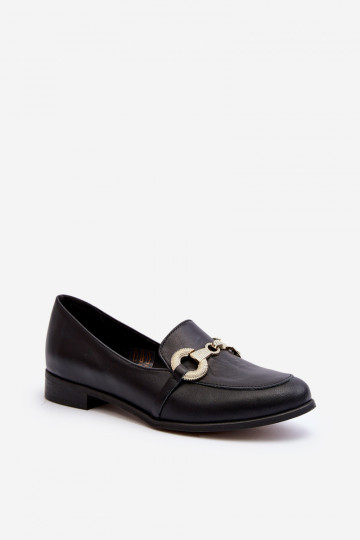 Zazoo 2880 Mocassins en cuir pour femmes avec ornements couleur noire