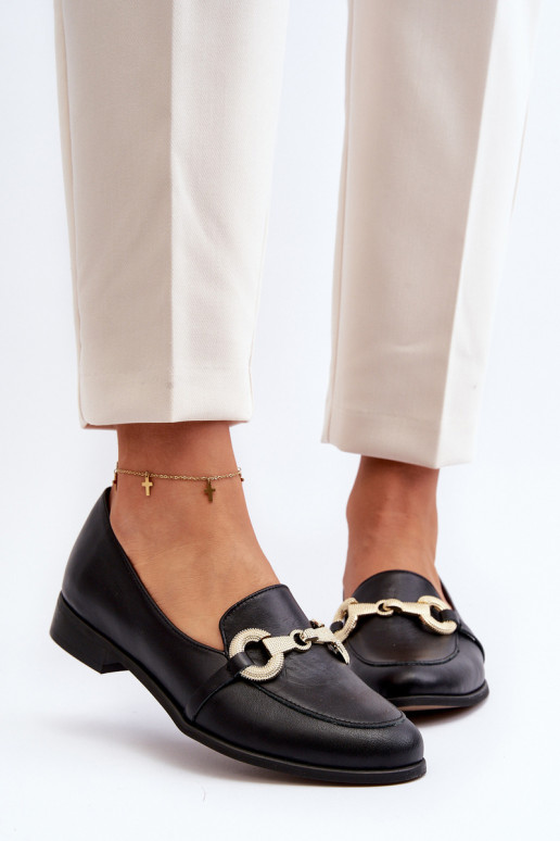 Zazoo 2880 Féminin Mocassins Peau avec des ornements couleur noire