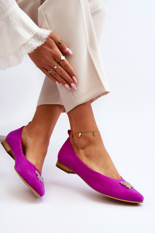 Zazoo 2887 Ballerines en daim Avec des décorations Papillonsm couleur rose