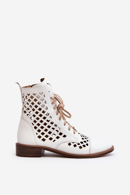 Zazoo 2695 avec des éléments ajourés Peau Bottes couleur blanche