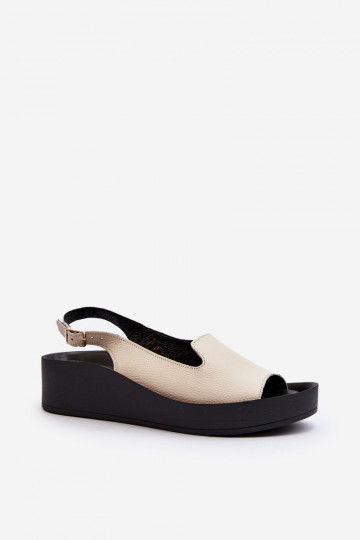 Zazoo 2893 sandales en cuir pour femmes sur semelle épaisse, couleur ivoire