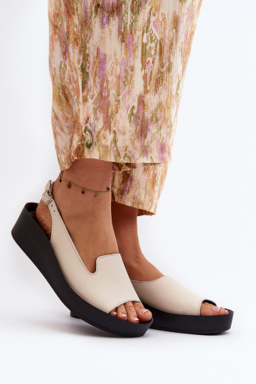Zazoo 2893 Sandales pour femmes Peau na Épaisj PodeszÀie couleur ivoire 2