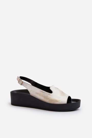 Zazoo 2893 sandales en cuir pour femmes sur semelle épaisse, couleur or vieilli