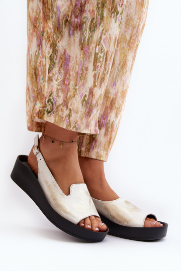 Zazoo 2893 sandales en cuir pour femmes sur semelle épaisse, couleur or vieilli 2