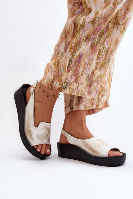 Zazoo 2893 Sandales pour femmes Peau na Épaisj PodeszÀie couleur dorée Przecierany Zazoo 2893 Sandales pour femmes Peau na Épaisj PodeszÀie couleur dorée Przecierany