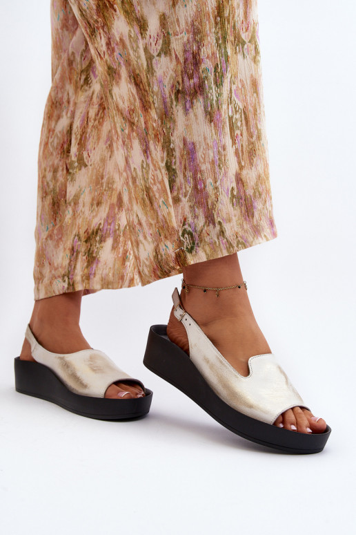 Zazoo 2893 Sandales pour femmes Peau na Épaisj PodeszÀie couleur dorée Przecierany Zazoo 2893 Sandales pour femmes Peau na Épaisj PodeszÀie couleur dorée Przecierany