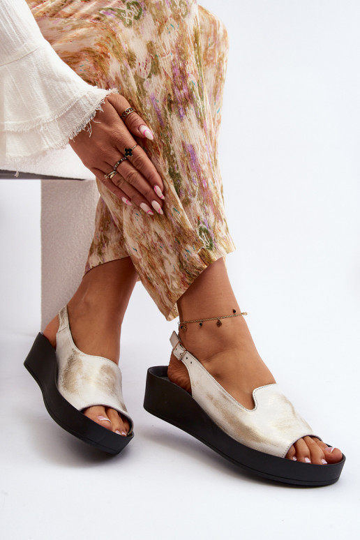 Zazoo 2893 Sandales pour femmes Peau na Épaisj PodeszÀie couleur dorée Przecierany Zazoo 2893 Sandales pour femmes Peau na Épaisj PodeszÀie couleur dorée Przecierany