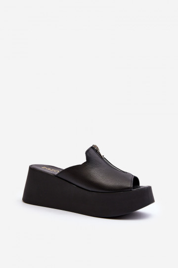 Zazoo 2916 Féminin Chaussons avec une plateforme avec fermetures éclair couleur noire