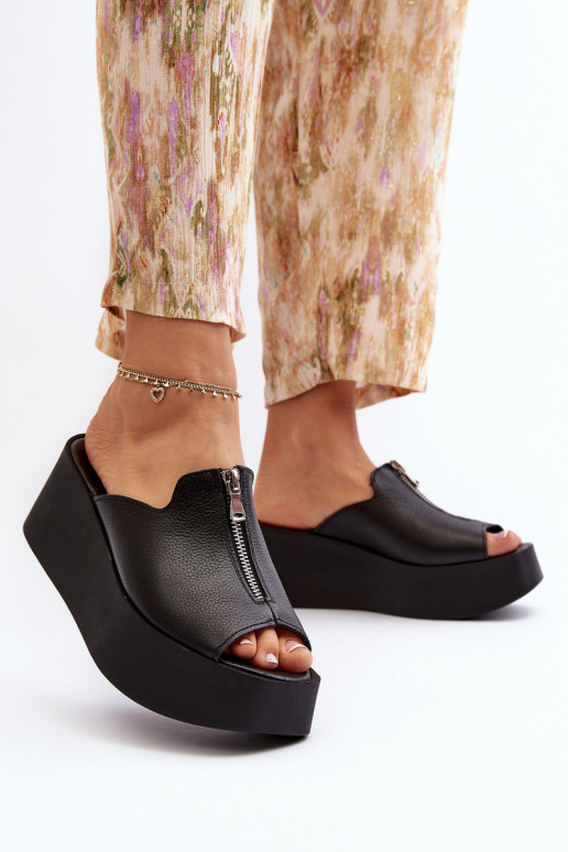 Zazoo 2916 Féminin Chaussons avec une plateforme avec fermetures éclair couleur noire Zazoo 2916 Féminin Chaussons avec une plateforme avec fermetures éclair couleur noire