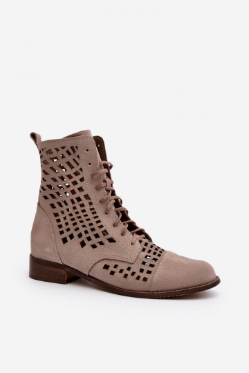 Zazoo 2627 avec des éléments ajourés Peau Bottes beige 2