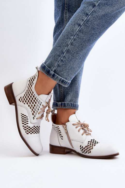 Zazoo 2704 Peau Bottes ajourées couleur blanche