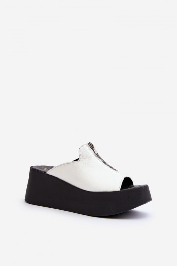 Zazoo 2916 Féminin Chaussons avec une plateforme avec fermetures éclair couleur blanche