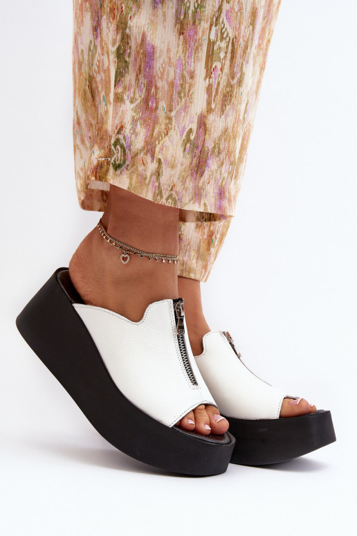 Zazoo 2916 Féminin Chaussons avec une plateforme avec fermetures éclair couleur blanche Zazoo 2916 Féminin Chaussons avec une plateforme avec fermetures éclair couleur blanche