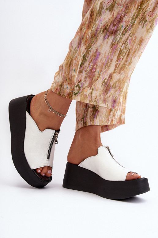 Zazoo 2916 Féminin Chaussons avec une plateforme avec fermetures éclair couleur blanche Zazoo 2916 Féminin Chaussons avec une plateforme avec fermetures éclair couleur blanche