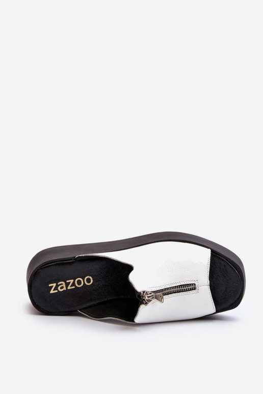 Zazoo 2916 Féminin Chaussons avec une plateforme avec fermetures éclair couleur blanche Zazoo 2916 Féminin Chaussons avec une plateforme avec fermetures éclair couleur blanche