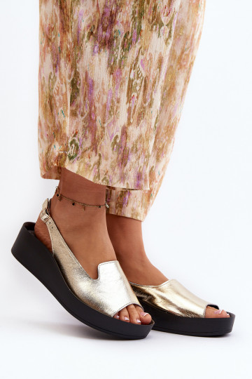 Zazoo 2893 sandales en cuir pour femmes sur semelle épaisse, couleur or 2
