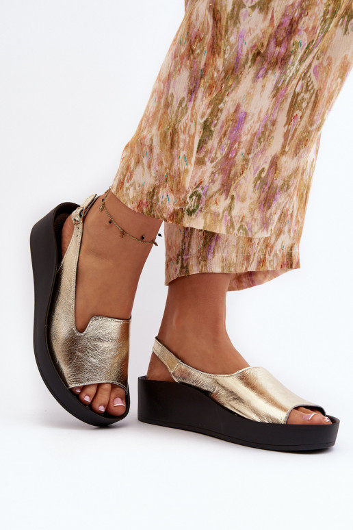 Zazoo 2893 Sandales pour femmes Peau na Épaisj PodeszÀie couleur dorée Zazoo 2893 Sandales pour femmes Peau na Épaisj PodeszÀie couleur dorée