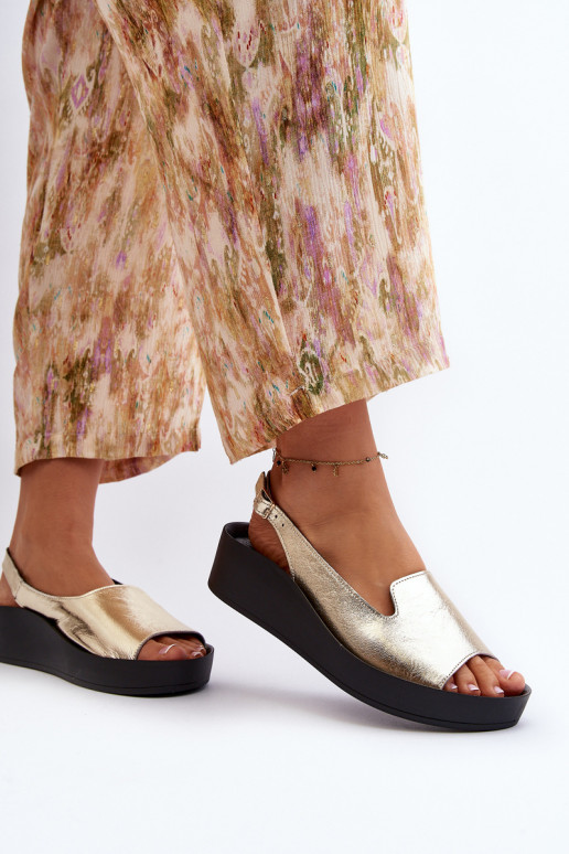 Zazoo 2893 Sandales pour femmes Peau na Épaisj PodeszÀie couleur dorée Zazoo 2893 Sandales pour femmes Peau na Épaisj PodeszÀie couleur dorée