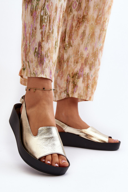 Zazoo 2893 Sandales pour femmes Peau na Épaisj PodeszÀie couleur dorée Zazoo 2893 Sandales pour femmes Peau na Épaisj PodeszÀie couleur dorée